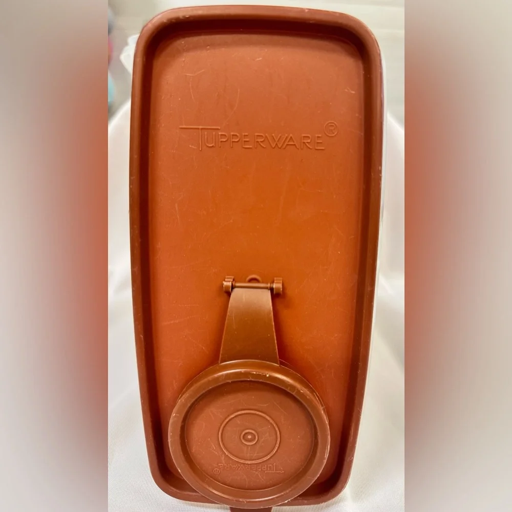 Vintage Tupperware 1588-1 Modular Storage Container Brown Lid 469-5 Frosted 2 Pc
